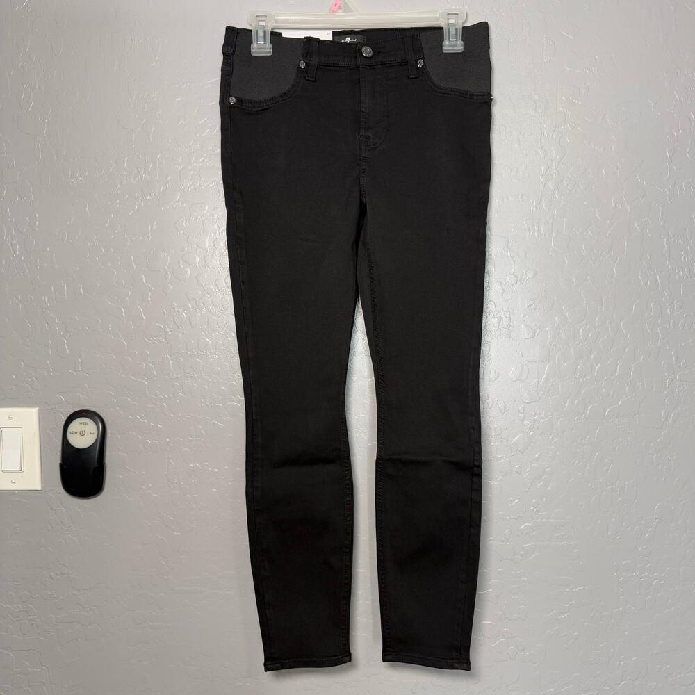 7 for All Mankind Women's [Maternity] the Ankle Skinny Fit Jeans, Black 25